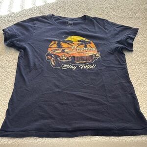 Blue Retro Camaro Beach Graphic Short Sleeve Tee
